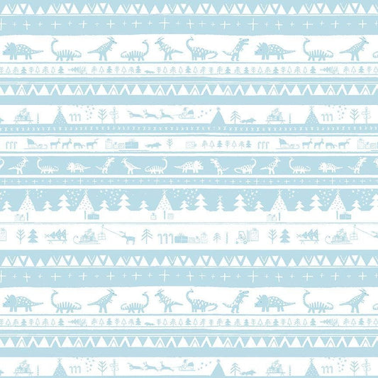 A closeup shot of the quilting fabric pattern called Dino Fair Isle, designed by Dear Stella, in the ice colorway. The SKU is STELLA-D3200 ICE.