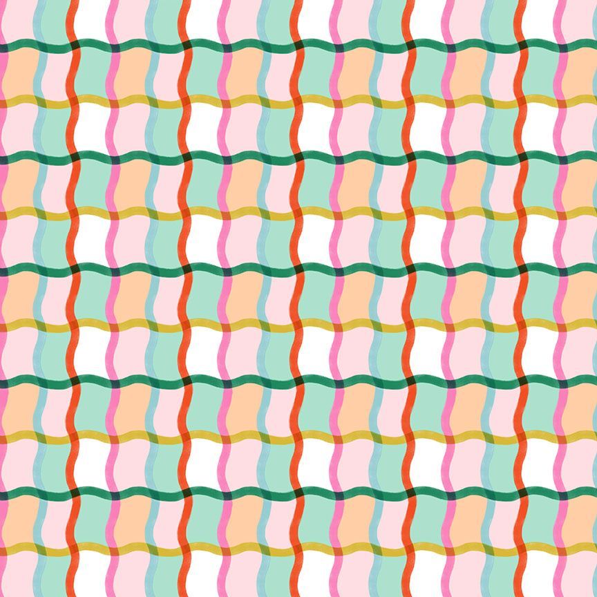 Cotton quilting fabric pattern called 'The Spins in Multi'. Part of the 'Ticket to Ride' fabric collection. Designed by Faye Guanipa Collection for fabric company Dear Stella. SKU: ST-DFG2871MULTI. 44-45 inch width.