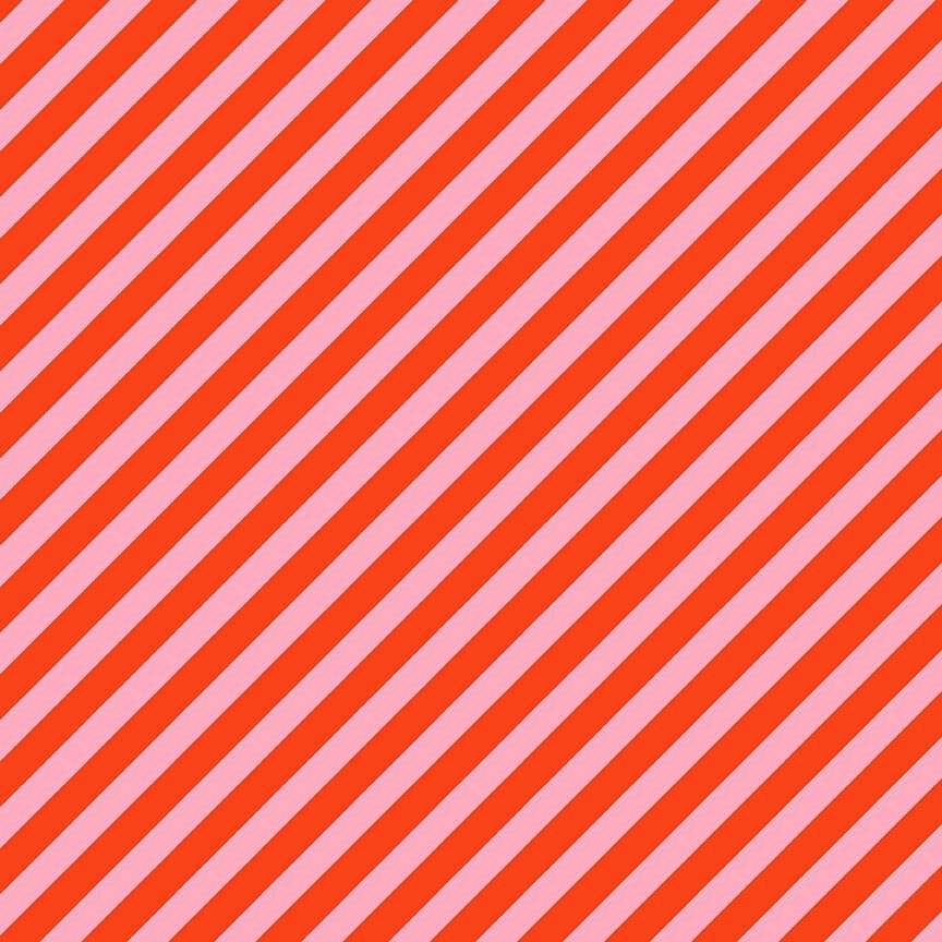 A closeup shot of the quilting fabric pattern called Vintage Strip, designed by Faye Guanipa for Dear Stella, in the lollipop colorway. The SKU is STELLA-DFG3184 LOLLIPOP.