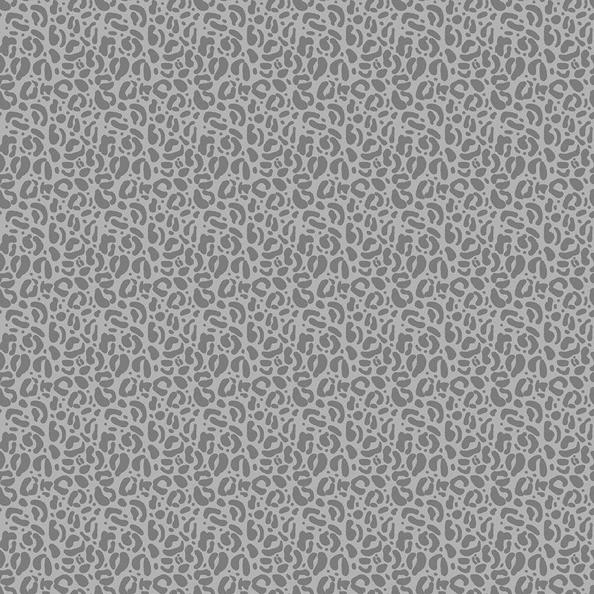 A closeup shot of the quilting fabric pattern called Wild, designed by Pammie Jane for Dear Stella, in the pewter colorway. The SKU is STELLA-DPJ3031 PEWTER.