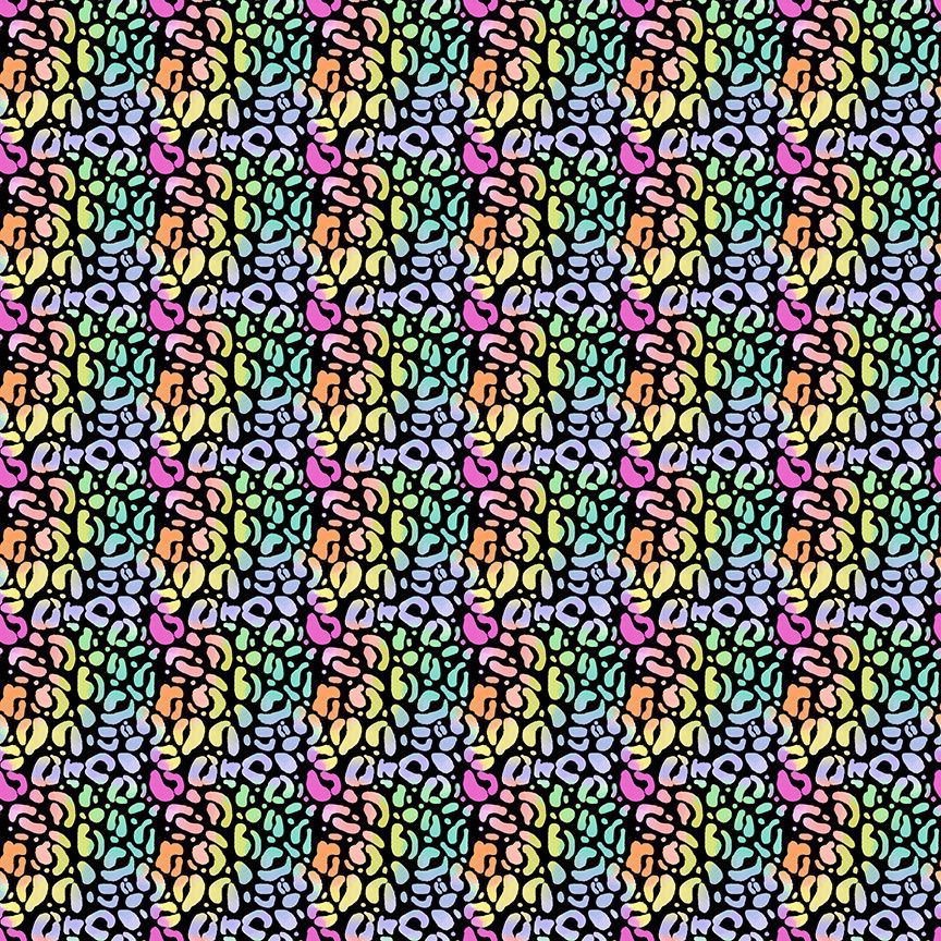 A closeup shot of the quilting fabric pattern called Wild, designed by Pammie Jane for Dear Stella, in the prism colorway. The SKU is STELLA-DPJ3031 PRISM.