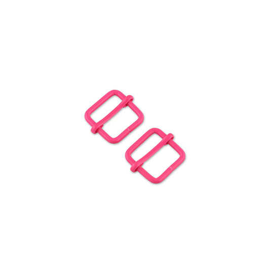 Tula Pink Neon Pink ¾" Slider Buckles x 2 by Sallie Tomato notions product photo SKU STS124NP