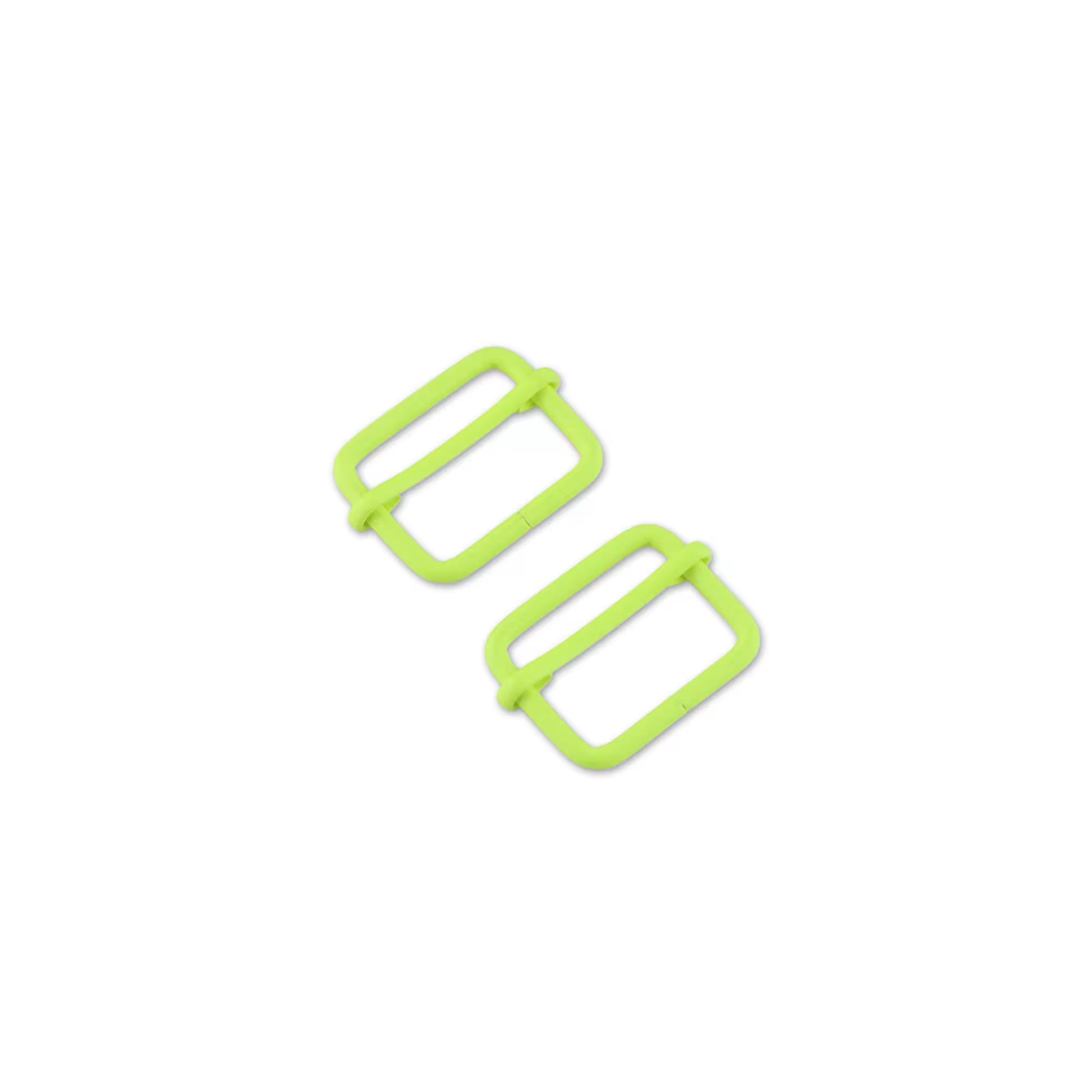 Tula Pink Neon Yellow 1" Slider Buckles x 2 by Sallie Tomato notions product photo SKU STS125NYT