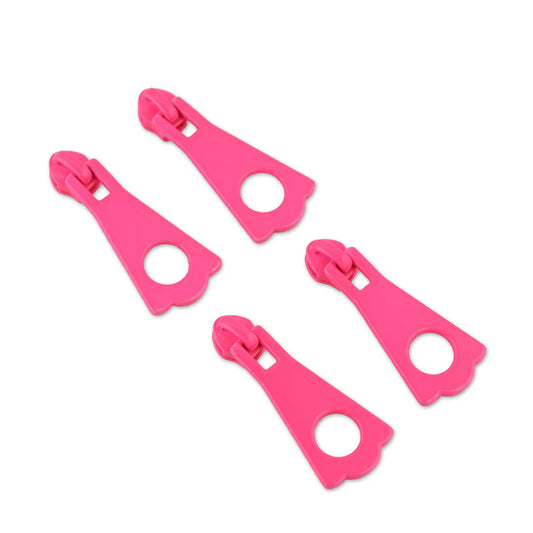Tula Pink Neon Pink #5 XL Zipper Pulls x 4 by Sallie Tomato notions product photo SKU STS331NP