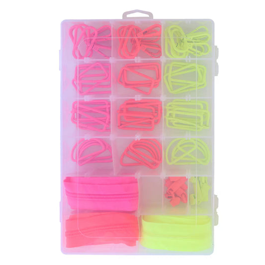 Tula Pink Box Bundle of Neon Hardware & Zippers by Sallie Tomato notions product photo SKU STS358NEON