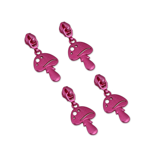 Sallie Tomato - Four Tula Pink #5 Magic Mushroom Zipper Pulls (Preorder)