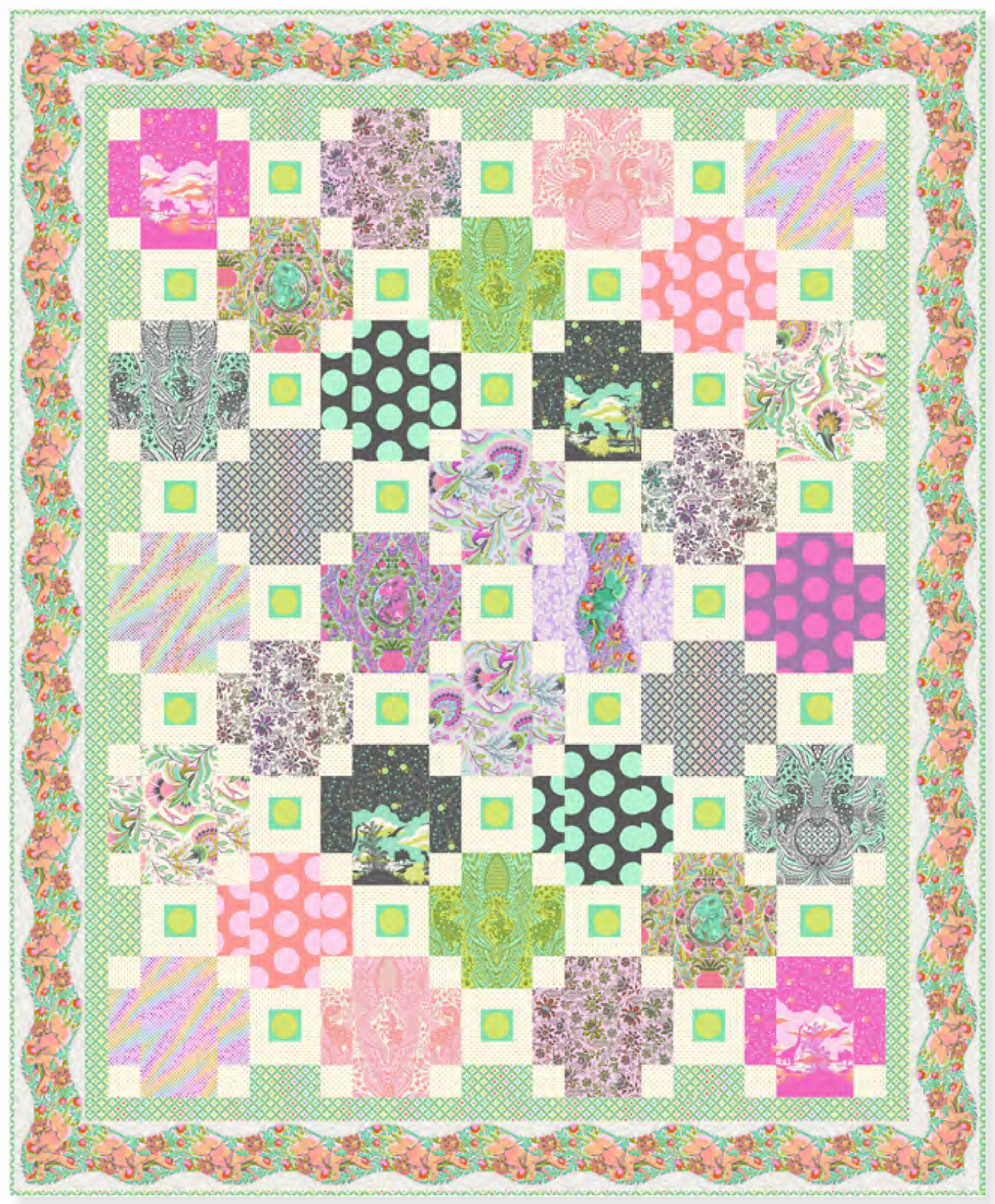 PRE ORDER - Tumbling Cosmos Block Quilt by Tula Pink : Fabric Kit