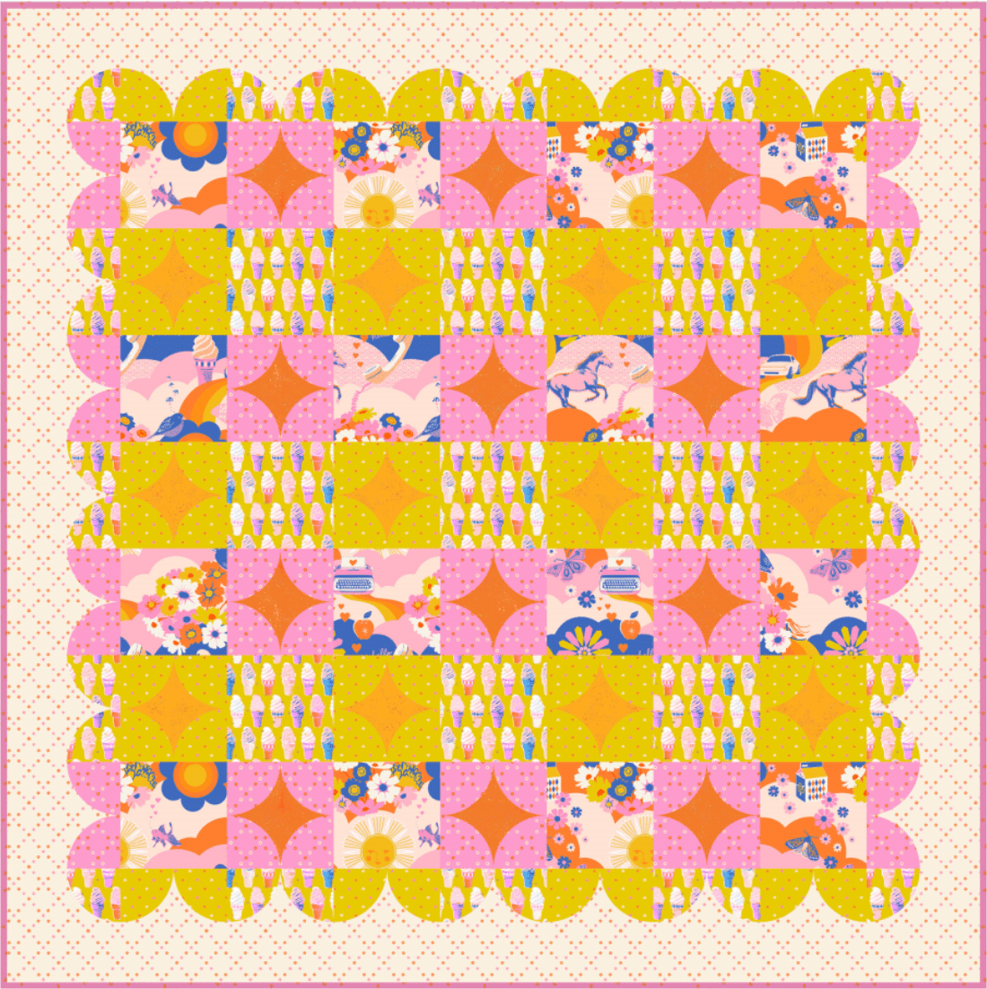 Gingham Glitz Pink Quilt Kit featuring Best Day Ever Fabrics (Ruby Star Society). Pattern by Holly Clarke Designs - Fabric Only