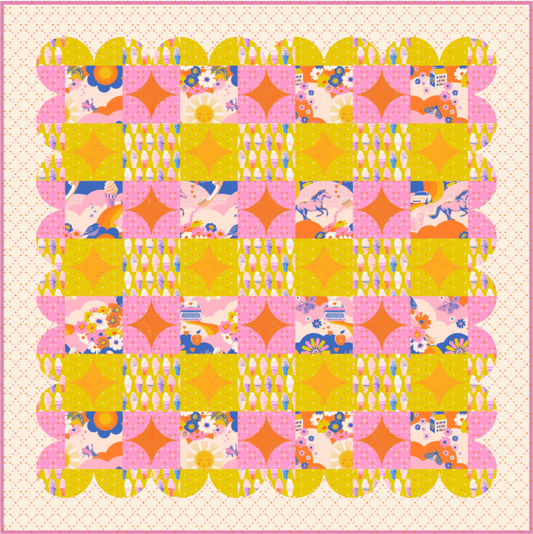 Gingham Glitz Pink Quilt Kit featuring Best Day Ever Fabrics (Ruby Star Society). Pattern by Holly Clarke Designs - Fabric Only