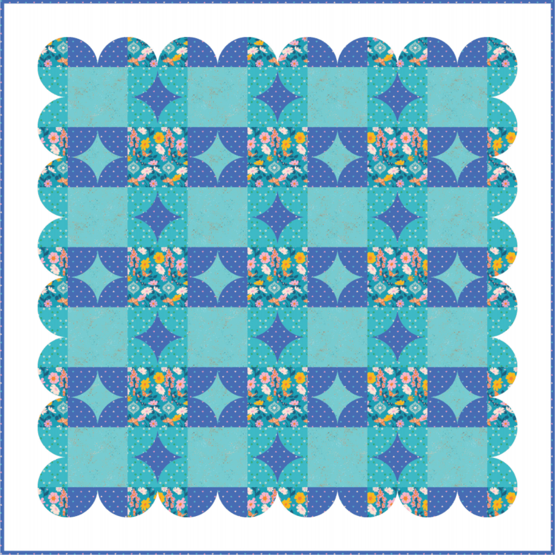 Gingham Glitz Lapis Quilt Kit featuring Best Day Ever Fabrics (Ruby Star Society). Pattern by Holly Clarke Designs - Fabric Only