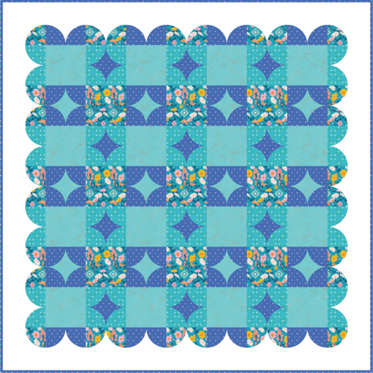 Gingham Glitz Lapis Quilt Kit featuring Best Day Ever Fabrics (Ruby Star Society). Pattern by Holly Clarke Designs - Fabric Only