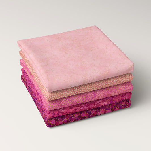 Bubble Gum - 5 pc Fat Quarter Bundle - Shimmer by Deborah Edwards
