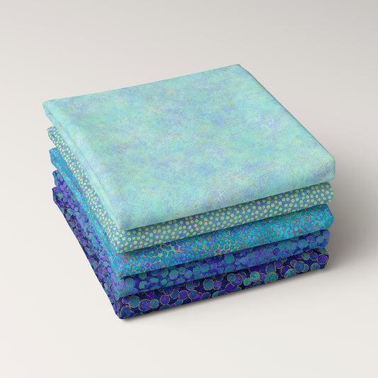 Deep Sea - 5 pc Fat Quarter Bundle - Shimmer by Deborah Edwards