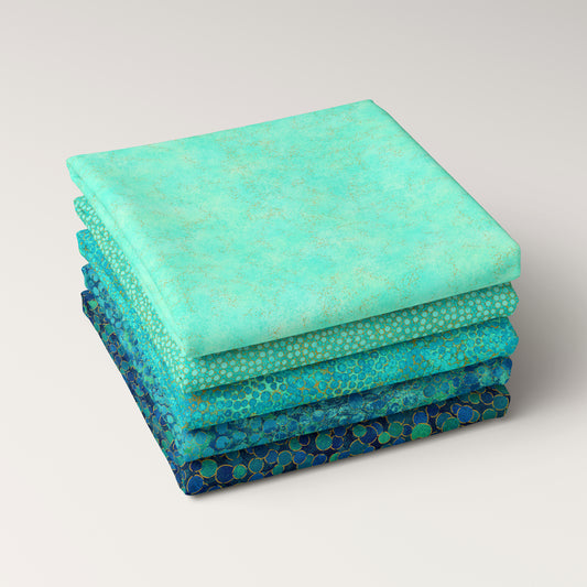 Lagoon - 5 pc Fat Quarter Bundle - Shimmer by Deborah Edwards
