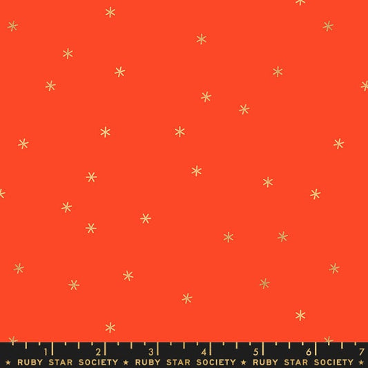 Cotton quilting fabric pattern called 'Spark in Roadster Red'. Part of the 'Spark' fabric collection. Designed by Ruby Star Society for fabric company Moda Fabrics. SKU: RS0005 31M. 44-45 inch width.