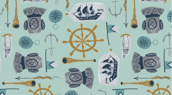 Aweigh North - Sea Supplies in Harbor -  Rae Ritchie for Dear Stella - ST-SRR1057-Harbor - Half Yard