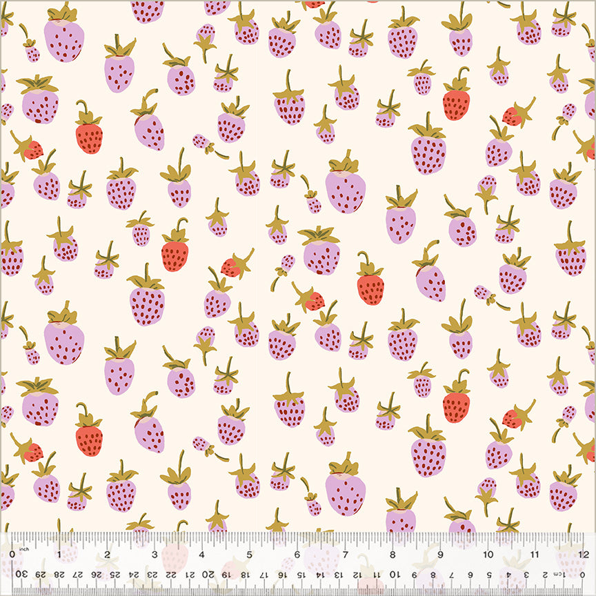 108" Designer Quilt Backs - Strawberry in Lilac - Heather Ross - 37024W-2DES - Half Yard