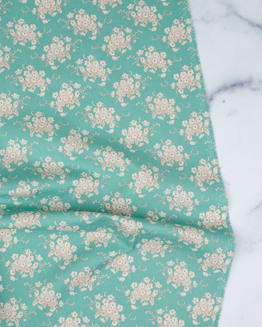 Sunday Brunch - White Flower Teal - Tilda Fabrics - TIL100581 - Half Yard