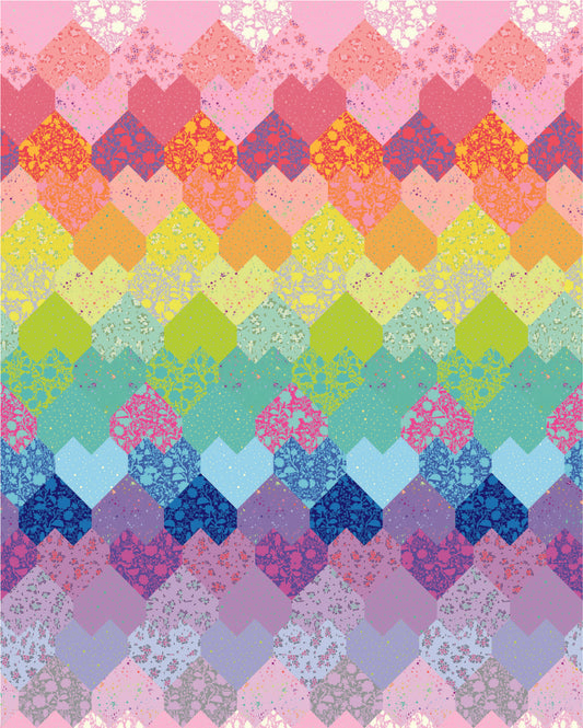 Sweetheart Medley Quilt Kit, Fat Quarter Version - Sweet Potato Quilts with Tula Pink True Colors Fabric (Preorder)