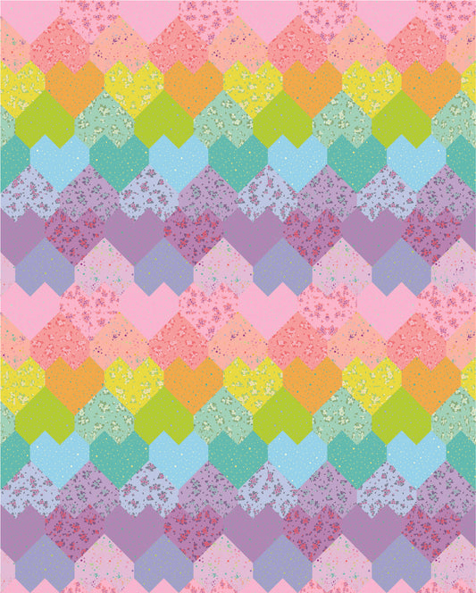 Sweetheart Medley Quilt Kit, Half Yard Version - Sweet Potato Quilts with Tula Pink True Colors Fabric (Preorder)