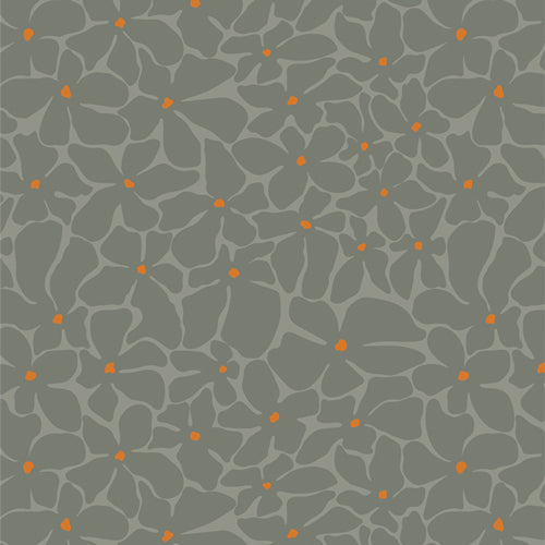A closeup shot of the quilting fabric pattern called Bloom Burst Moonlit, designed by AGF Studio as part of the Tangerine collection. The SKU is TAN69901.