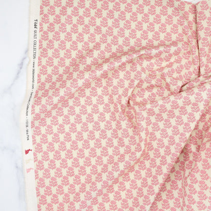 Cotton quilting fabric pattern called 'Mira Pink'. Part of the 'Sanctuary' fabric collection. Designed by Tone Finnanger for fabric company Tilda Fabrics. SKU: TIL110106. 44-45 inch width.