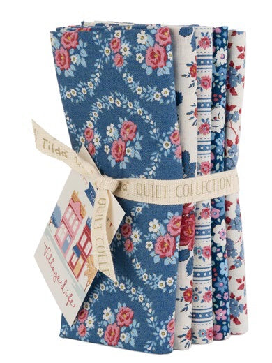 Village Life Fat Quarter Bundle {Blue} by Tilda Fabrics, 5 Pieces (Preorder)