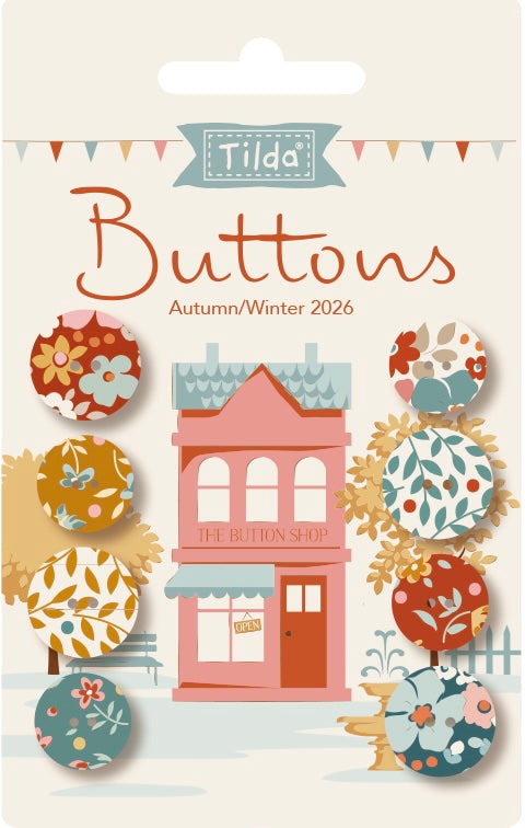 Village Life - Autumn Buttons 0.55 in (14mm) 4pc and 0.63 in (16mm) 4pc - Tilda Fabrics (Preorder)