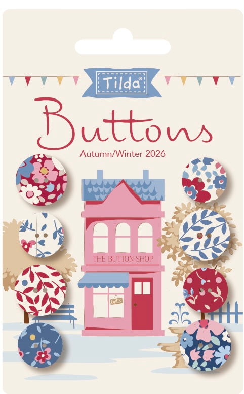 Village Life - Winter Buttons 0.55 in (14mm) 4pc and 0.63 in (16mm) 4pc - Tilda Fabrics (Preorder)