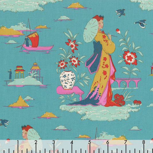 Bloomsville - Garden Vista Turquoise - 100515 - Half Yard