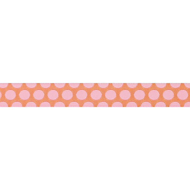 Renaissance Ribbons - Dinosaur Eggs in Blush - 5/8" width - Tula Pink Roar! - One Yard