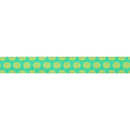 Renaissance Ribbons - Dinosaur Eggs in Mint - 5/8" width - Tula Pink Roar! - One Yard