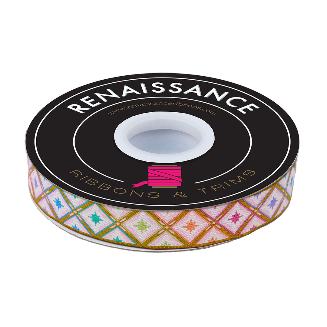 Renaissance Ribbons - Stargazer in Mint - 7/8" width - Tula Pink Roar! - One Yard