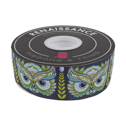 Renaissance Ribbons - Full Moon Forest II - Hootie Patootie in Starlight - 2" width - Tula Pink - One Yard