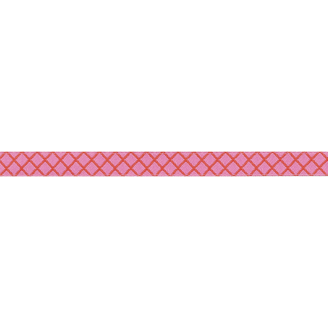 PREORDER - Renaissance Ribbons - True Colors 2025 - On the Grid in Bubblegum - 3/8" width - By Tula Pink - One Yard