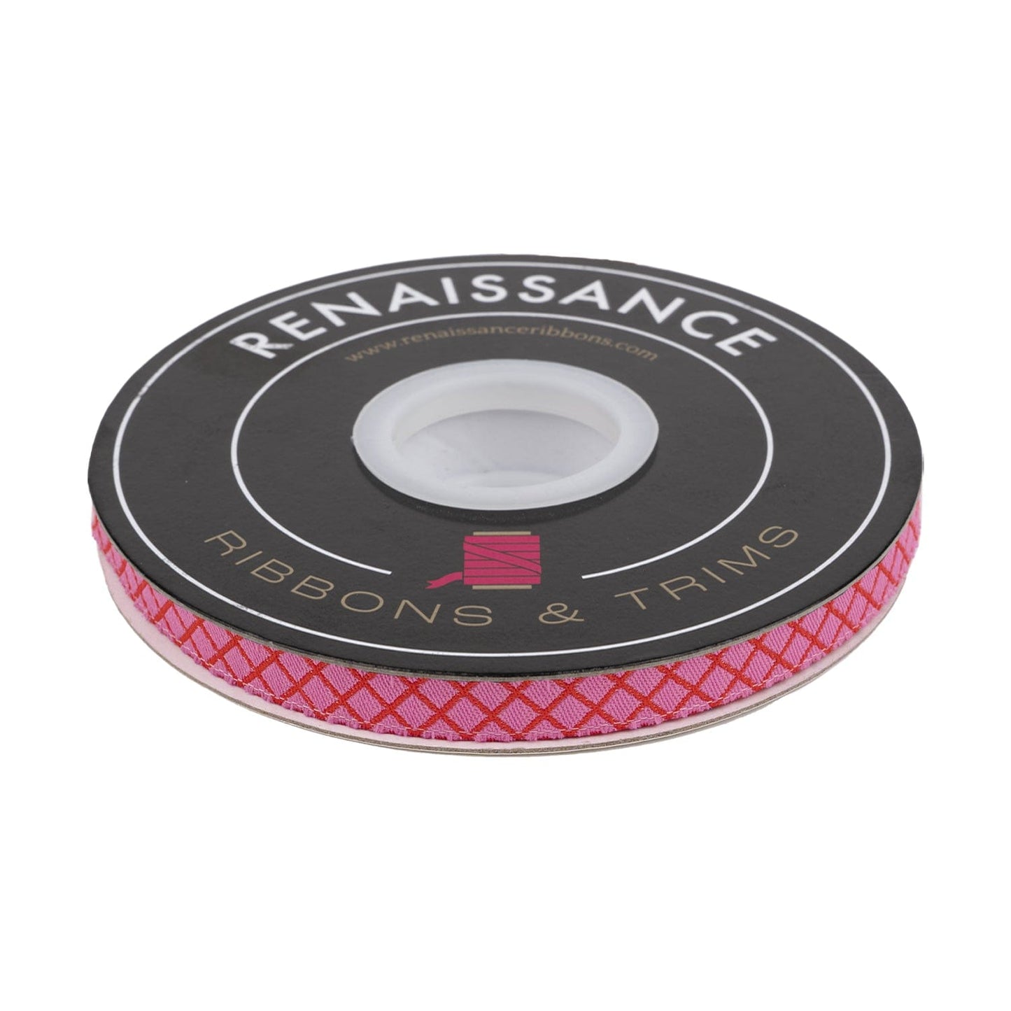 Renaissance Ribbons - True Colors 2025 - On the Grid in Bubblegum - 3/8" width - By Tula Pink - One Yard