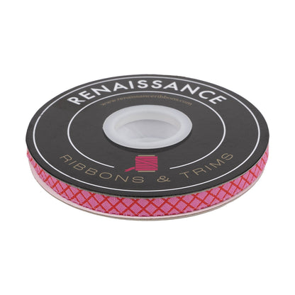 Renaissance Ribbons - True Colors 2025 - On the Grid in Bubblegum - 3/8" width - By Tula Pink - One Yard
