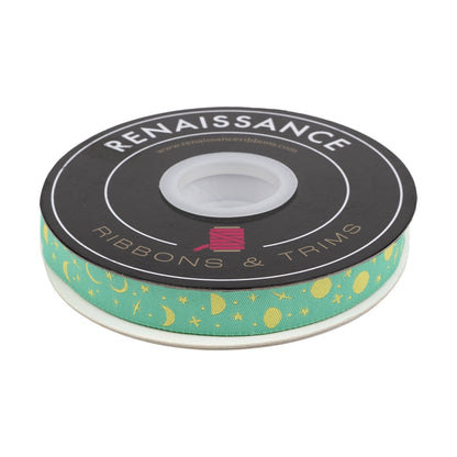 Renaissance Ribbons - True Colors 2025 - Space Sprinkles in Sea Glass - 5/8" width - By Tula Pink - One Yard