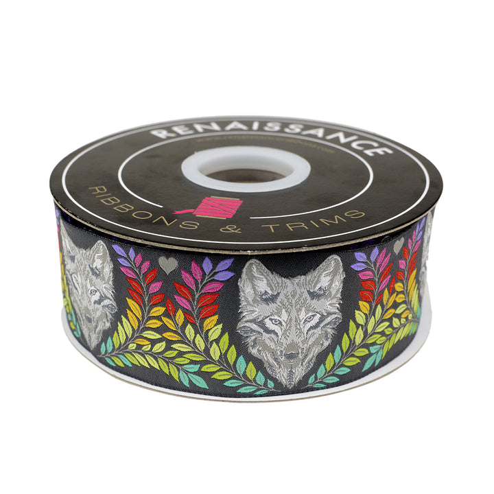 Graywork - Wolf of Pink Street in Carbon - 2" width - by Tula Pink - One Yard (Preorder)