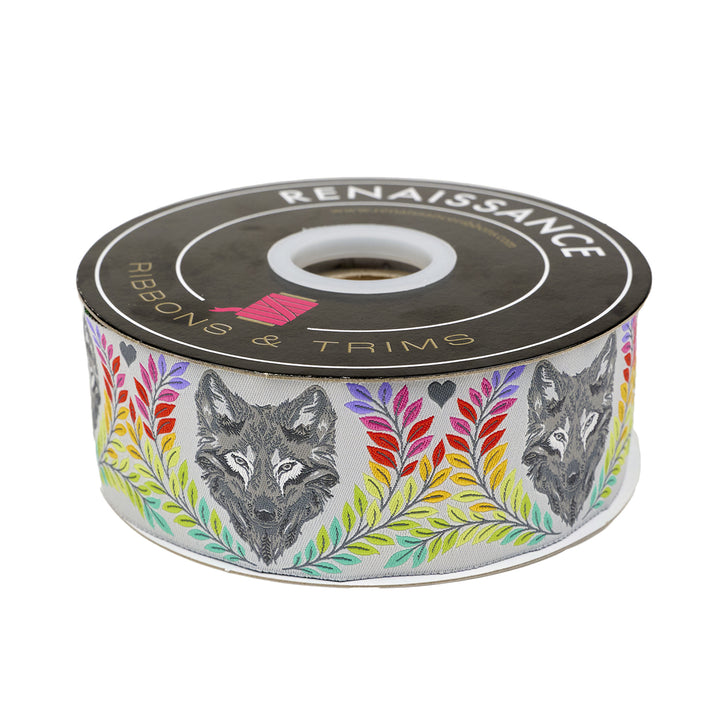 Graywork - Wolf of Pink Street in Fog - 2" width - by Tula Pink - One Yard (Preorder)