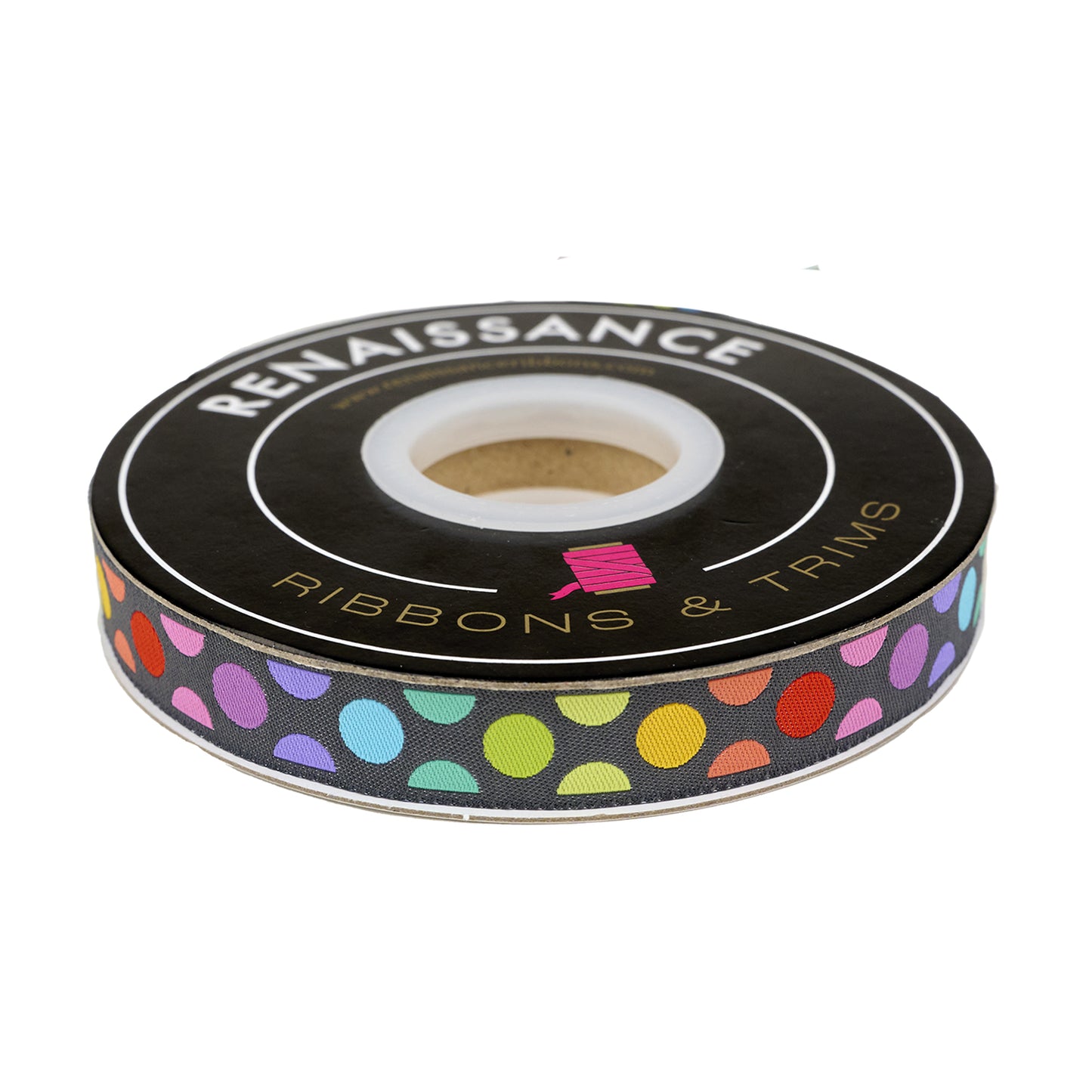 Graywork - Disco Dot in Carbon - 5/8" width - by Tula Pink - One Yard