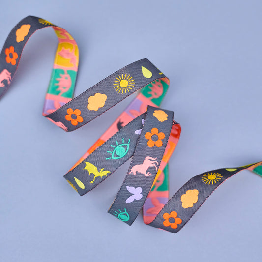 Legendary - Charmed in Charcoal - 5/8" width - by Tula Pink - One Yard (Preorder)