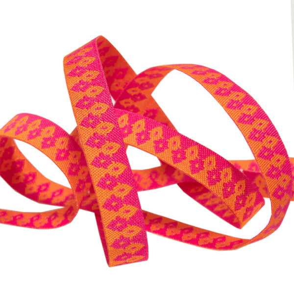 Renaissance Ribbons - Wanderer in Orange & Hot Pink 3/8" - One Yard