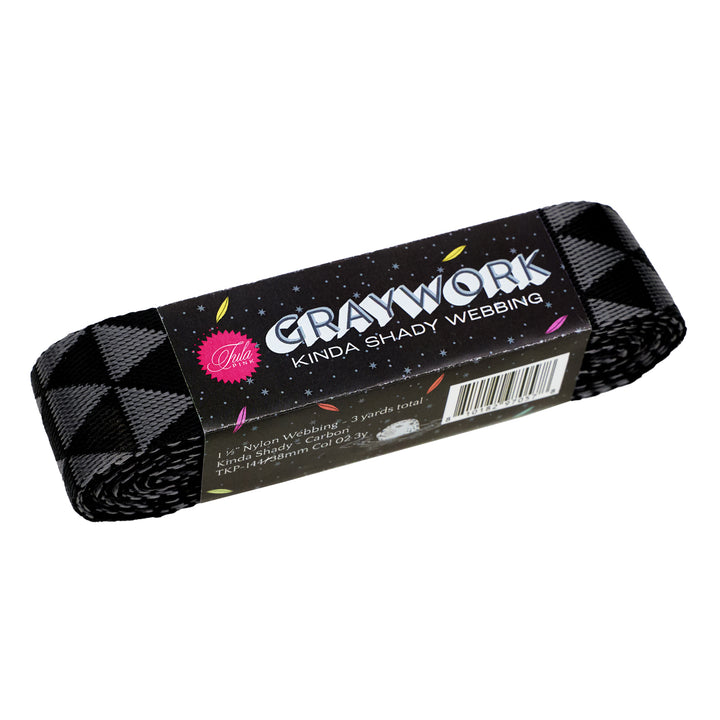 Graywork - Kinda Shady in Carbon WEBBING - 1-1/2" width - by Tula Pink - 3 Yard Pack (Preorder)