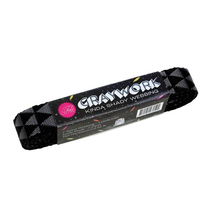 Graywork - Kinda Shady in Carbon WEBBING - 1" width - by Tula Pink - 3 Yard Pack (Preorder)
