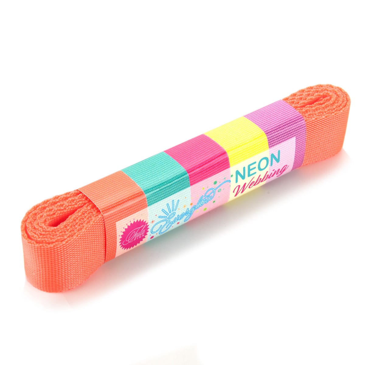 Renaissance Ribbons - 1" Neon Everglow Webbing in Lunar - Two Yard Pack