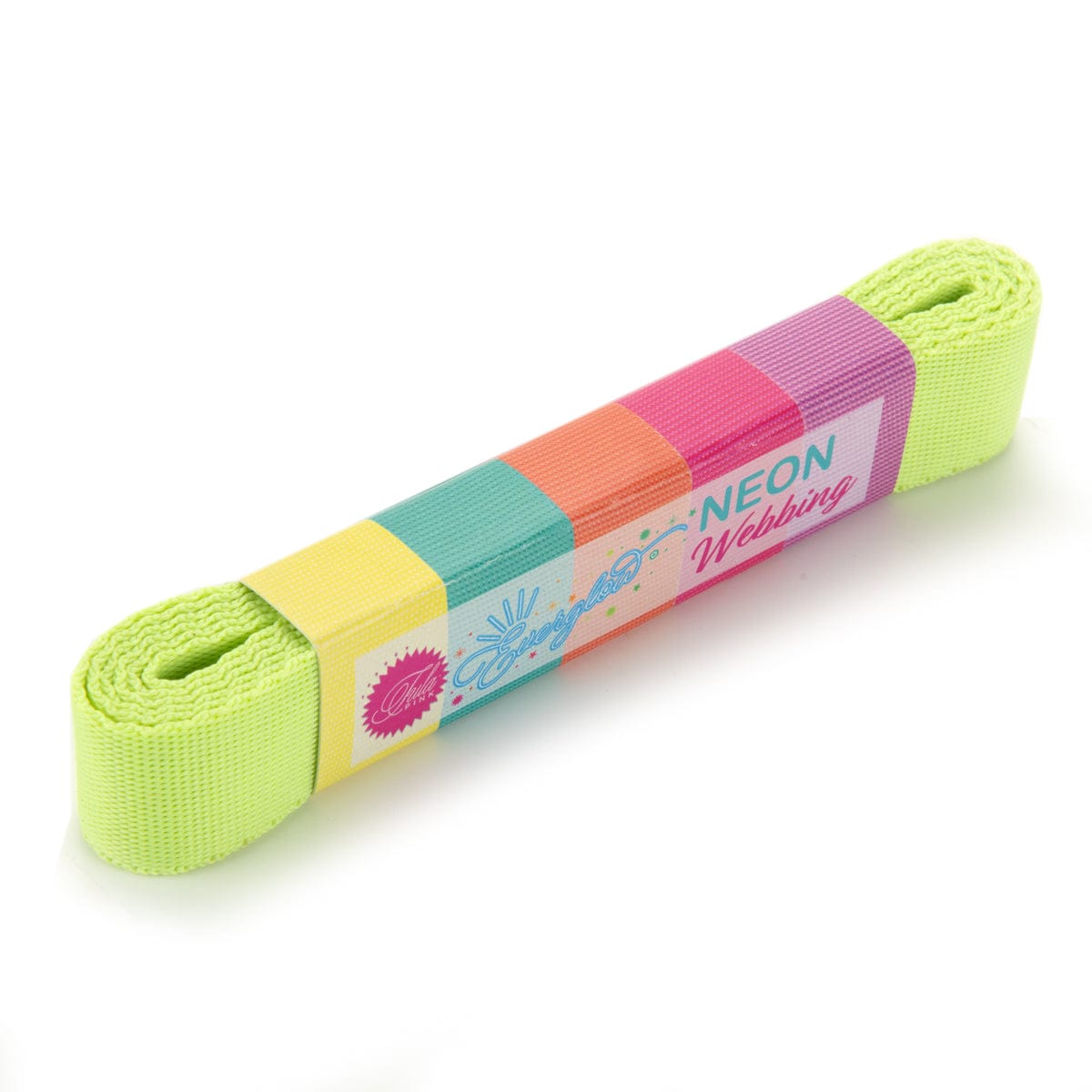 Renaissance Ribbons - 1" Neon Everglow Webbing in Moonbeam - Two Yard Pack