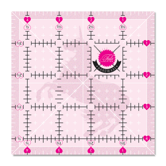 Tula Pink Hardware - 4-1/2" x 4-1/2" - Clear Grip Ruler - TPSQ4