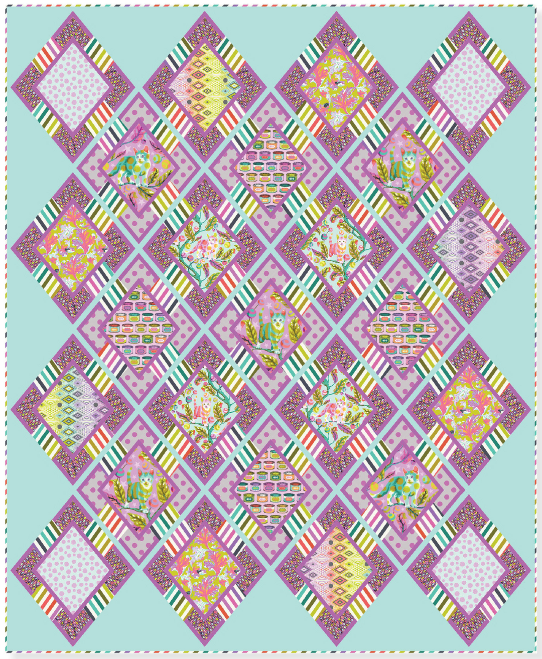 Cats Cradle Quilt Kit featuring Tabby Road Deja Vu from Tula Pink