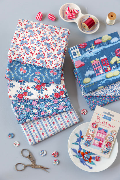 Village Life Fat Quarter Bundle {Blue} by Tilda Fabrics, 5 Pieces (Preorder)